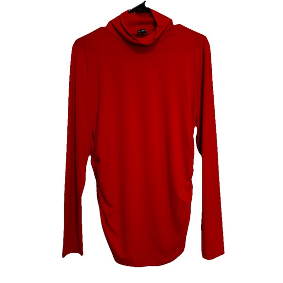 Boston Proper So Chic Ruched Long Sleeve Turtleneck Top Womens Large Red - Picture 2 of 12